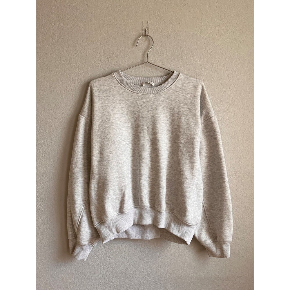 Zara Women's Slouchy Crewneck Sweatshirt in Heather White Size LARGE